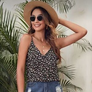 Floral V-Neck Spaghetti Strap Tank Top